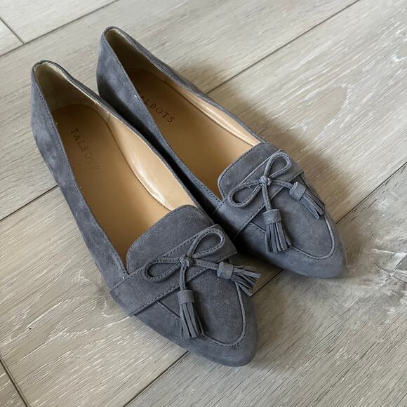 Talbots 'Francesca' Women's 8.5 Driving Flat Tassel Loafer Gray Suede Pointy Toe - Picture 11 of 11